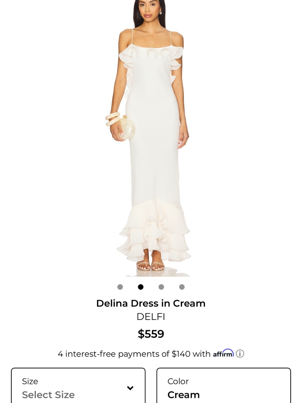 DELFI Delina Cream Ruffle Maxi Dress